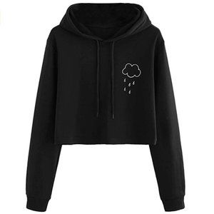 Casual Rainy Cloud Crop Hoodie Sweatshirt
